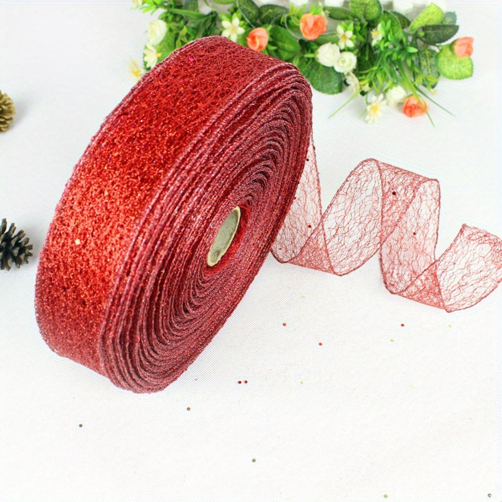 2M Transparent Mesh Christmas Ribbon for Gift Wrapping Party Decoration