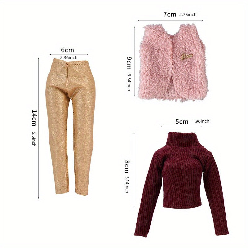 PAIDOPI Doll Outfit Winter Sweater Trousers & Shoes Set with Accessories