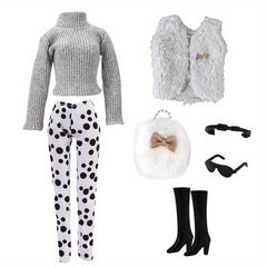 PAIDOPI Doll Outfit Winter Sweater Trousers & Shoes Set with Accessories