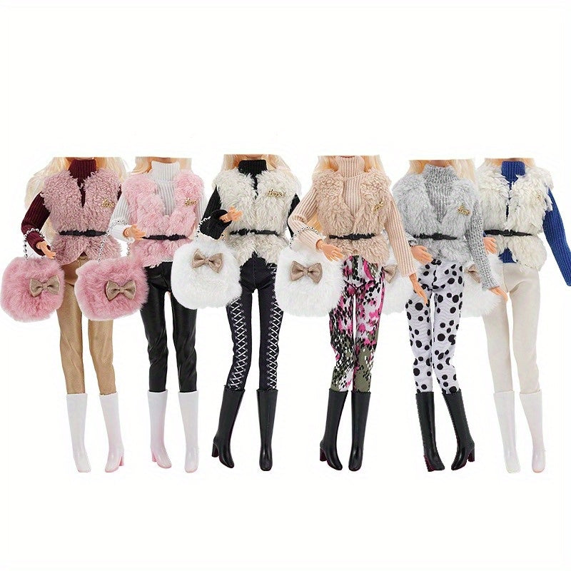 PAIDOPI Doll Outfit Winter Sweater Trousers & Shoes Set with Accessories