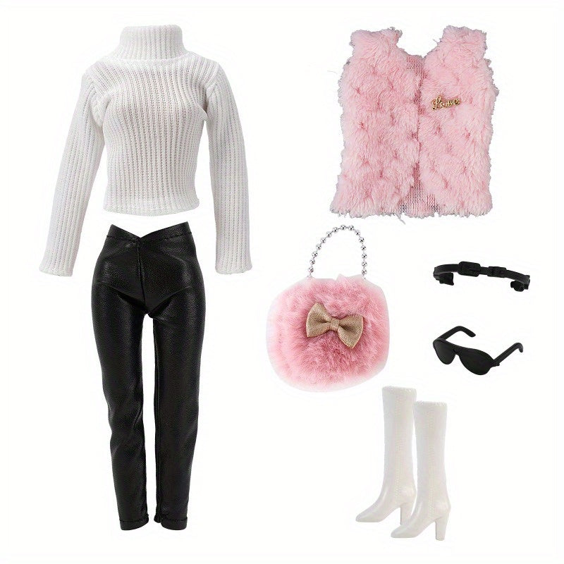 PAIDOPI Doll Outfit Winter Sweater Trousers & Shoes Set with Accessories