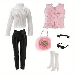 PAIDOPI Doll Outfit Winter Sweater Trousers & Shoes Set with Accessories