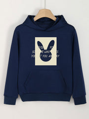 Girls Bunny & Letter Graphic Hoodies Hooded Sweatshirt Spring Fall Gift