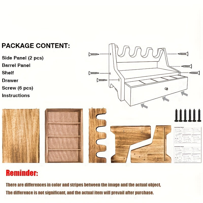 Solid Wood Rack Holder With Drawer