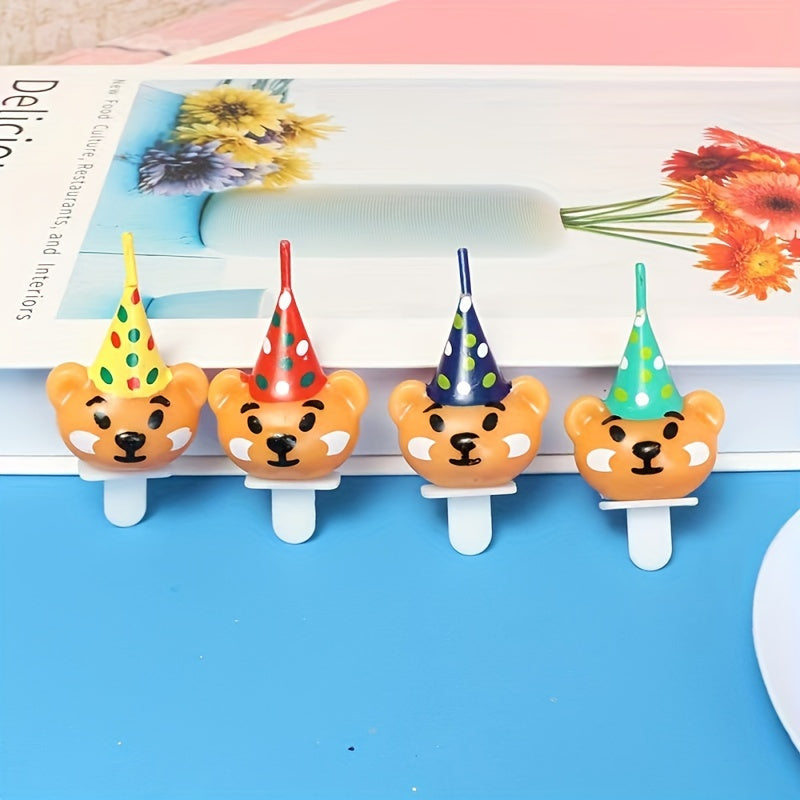 4pcs Bear Head Birthday Candles for Parties, Christmas, Theme Decor