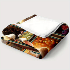 Cute Rabbit Print Blanket Lightweight Flannel Throw for Sofa Bed