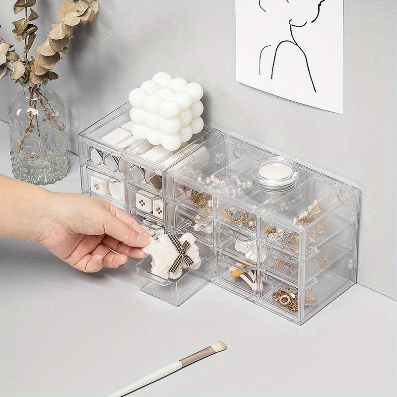 Transparent Grid Storage Box Drawer Organizer Jewelry Storage