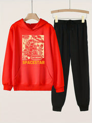 Space Cat Hoodie and Jogger Pants Set for Girls