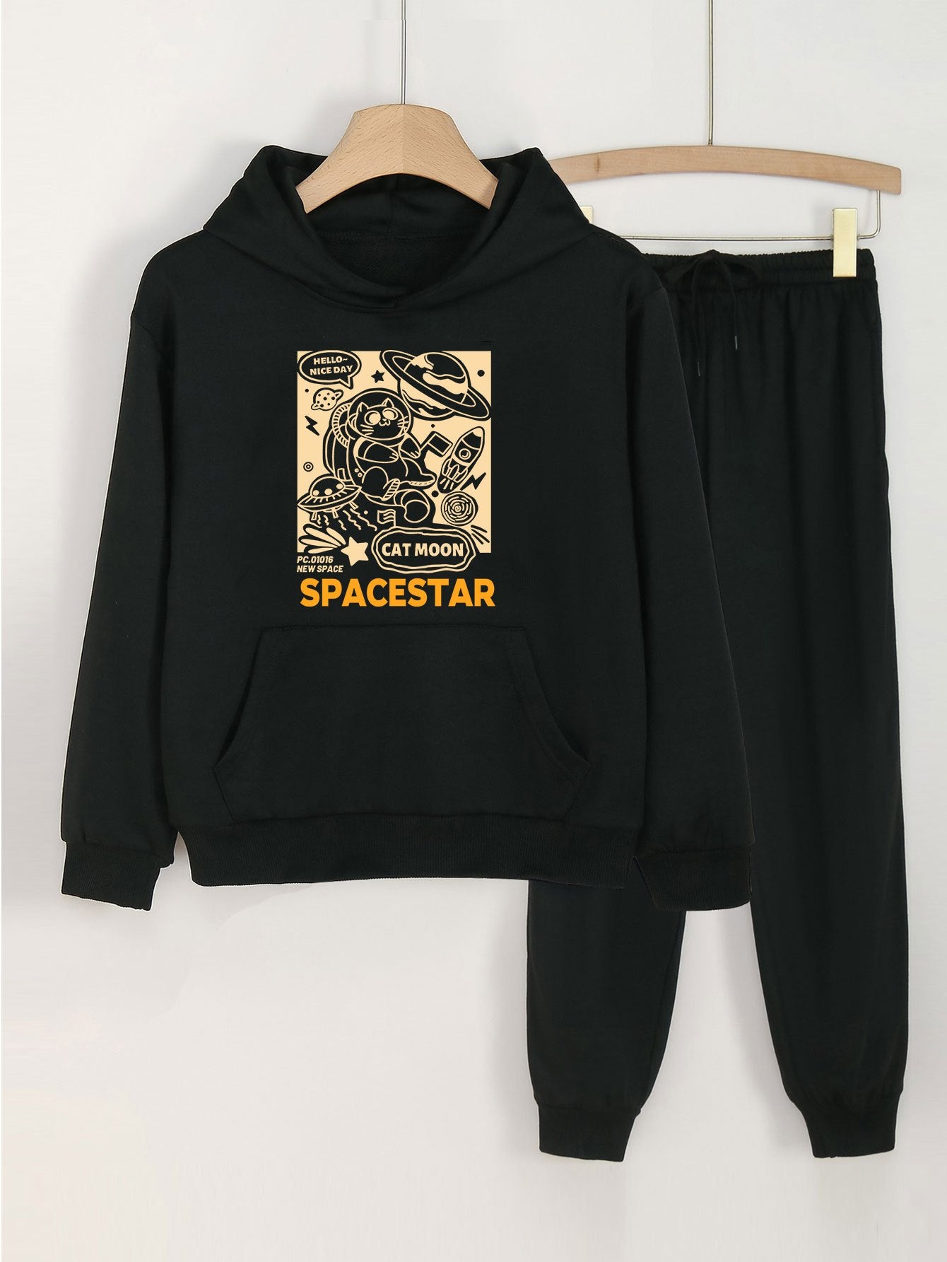 Space Cat Hoodie and Jogger Pants Set for Girls