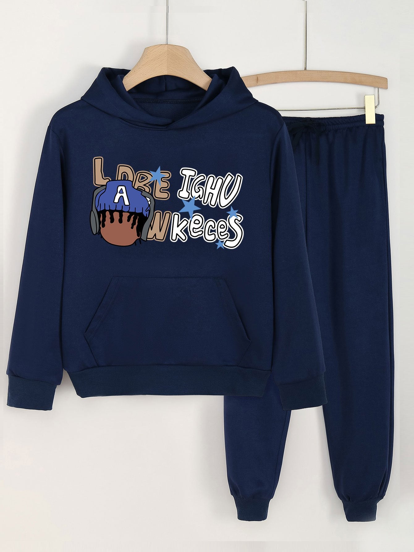 Music Boy Hoodies and Jogger Pants Set for Girls