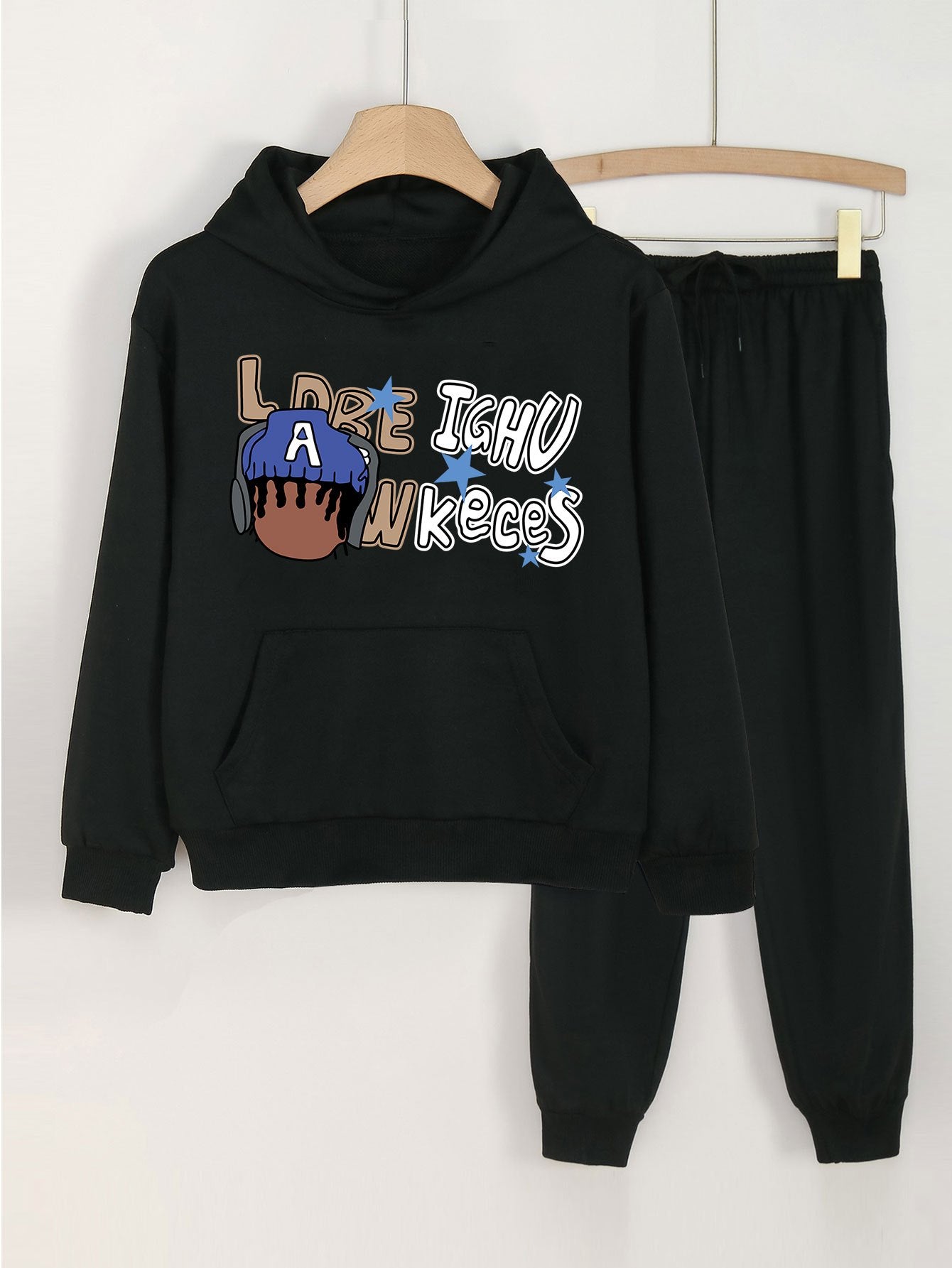 Music Boy Hoodies and Jogger Pants Set for Girls