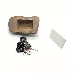 Resin Stone Storage Box Key Deposit Box Brown Decor