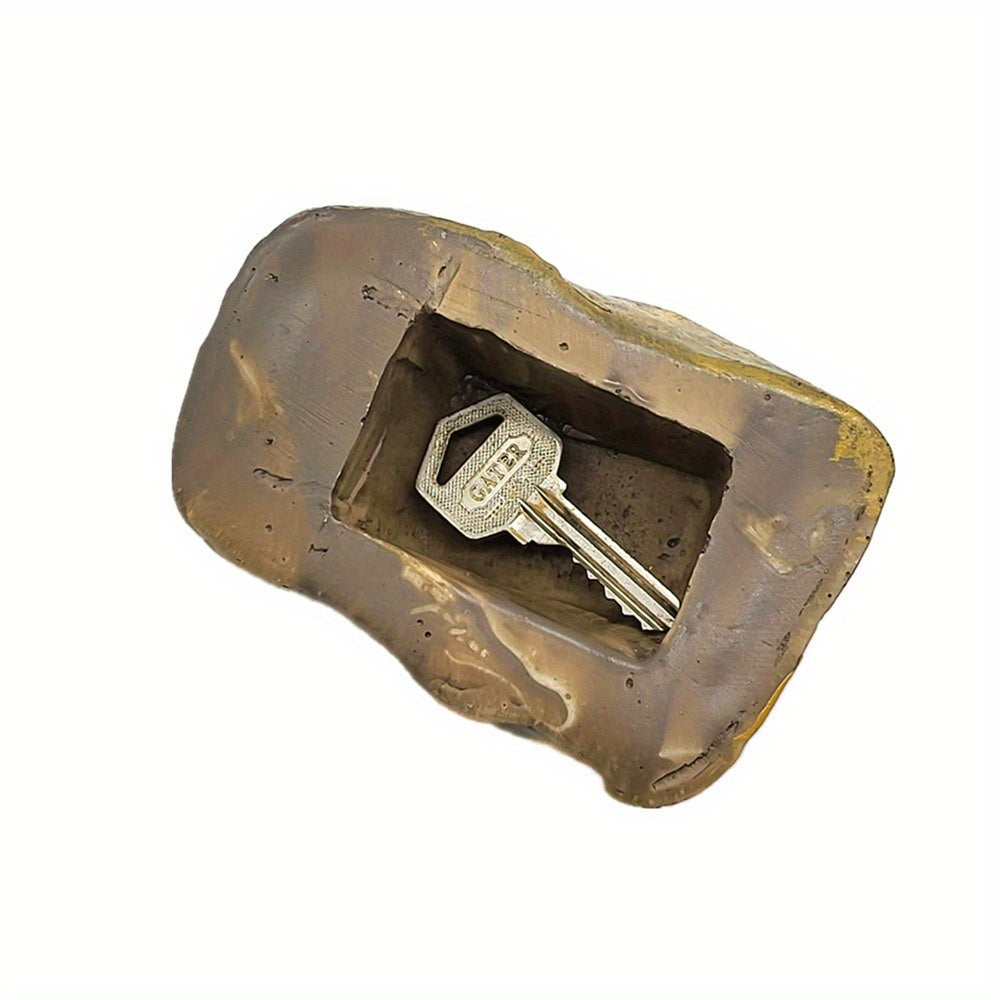 Resin Stone Storage Box Key Deposit Box Brown Decor