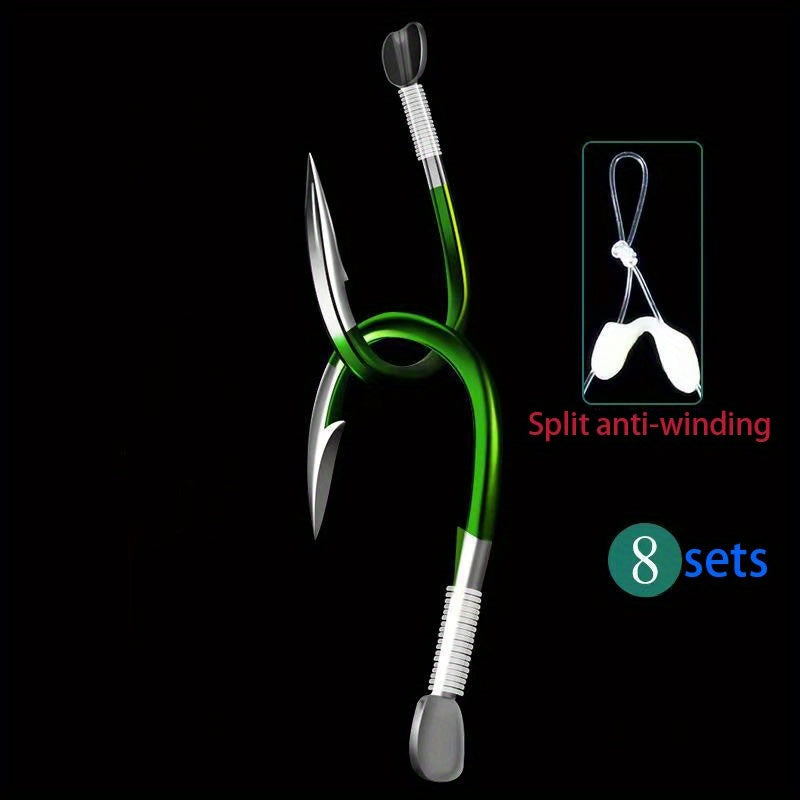 8 Sets Winter Fishing Hook Barbed Hooks With Sub line Izu Fishing Hook 