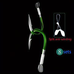 8 Sets Winter Fishing Hook Barbed Hooks With Sub line Izu Fishing Hook 
