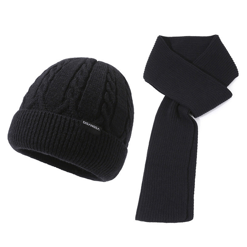 Cycling Knitted Hat Gloves Scarf Velvet Beanie Anti Slip Gloves