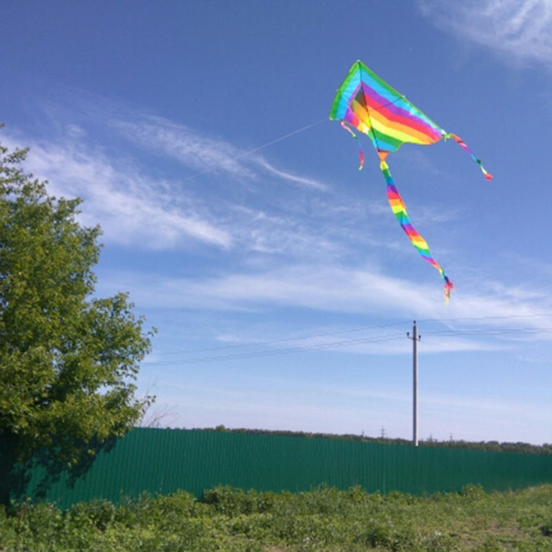 Triangle Long Tail Rainbow Kite Outdoor Kite Adult Flying Toy Kite