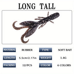12pcs Bionic Shrimp Lure Soft Worm Fishing Tackle