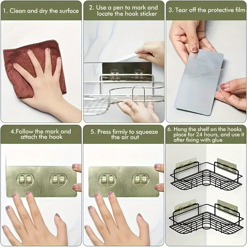 Triangle Storage Rack Shower Shelf No Punching