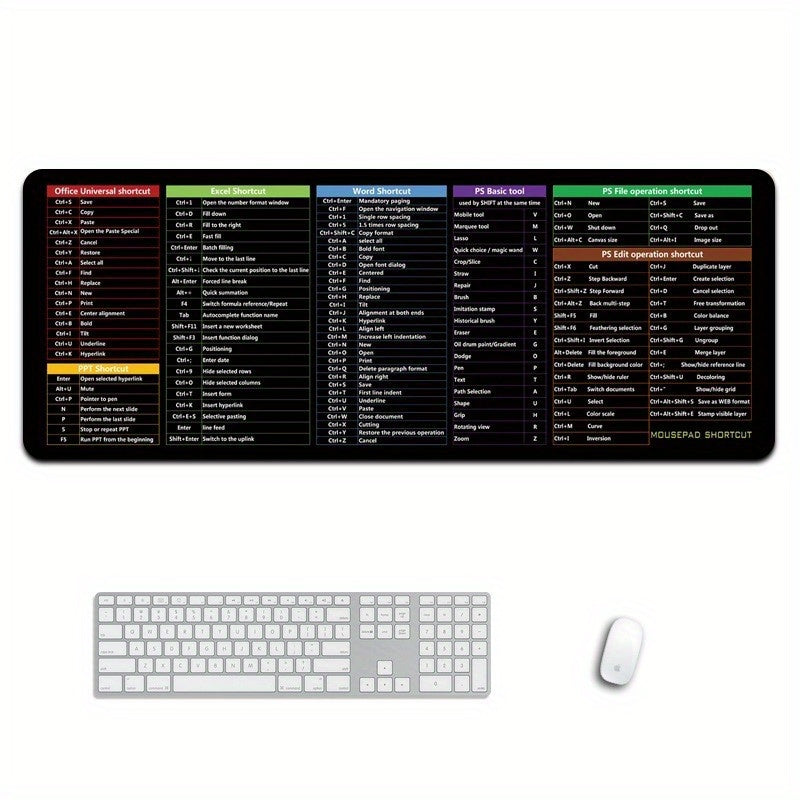 Office Software Shortcut Keys Mouse Pad Game Big Size Thick Keyboard Desk Pad