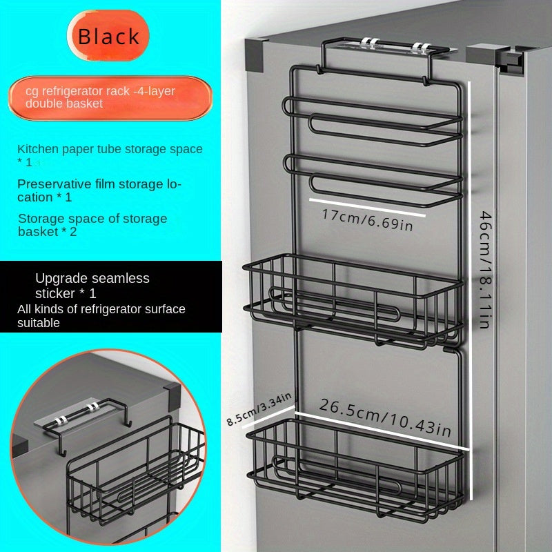 Wall Mounted Refrigerator Storage Rack Kitchen Household Functional