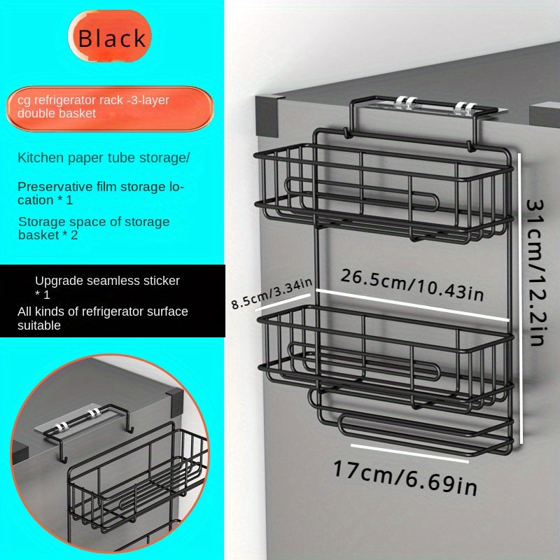 Wall Mounted Refrigerator Storage Rack Kitchen Household Functional