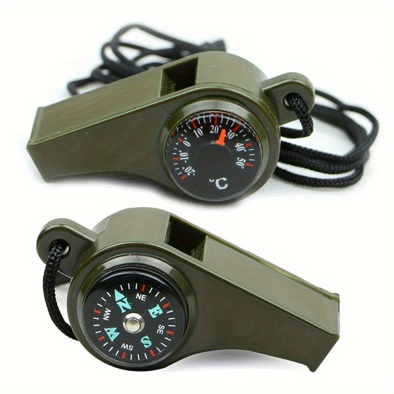 3 in 1 Emergency Survival Whistle with Compass and Thermometer