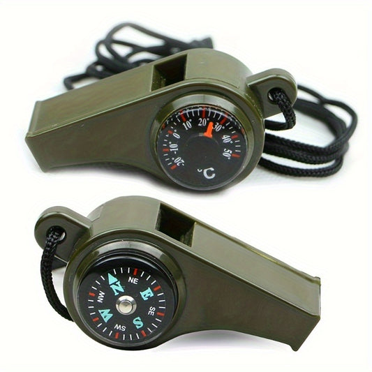 3 in 1 Emergency Survival Whistle with Compass and Thermometer