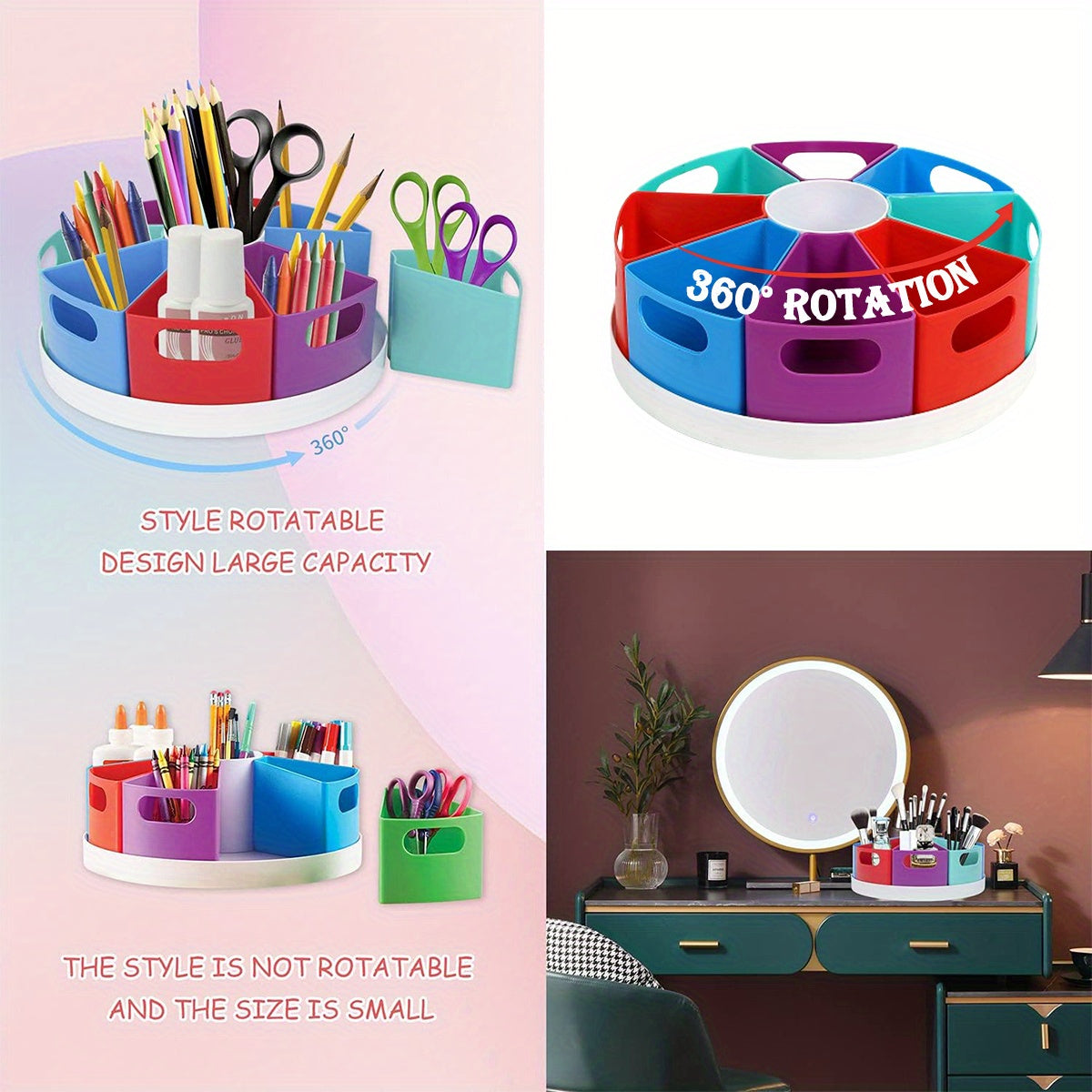 Rotating Art Supplies Organizer for Desk