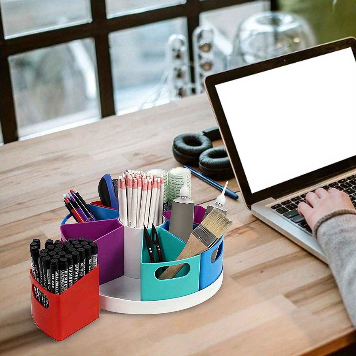 Rotating Art Supplies Organizer for Desk