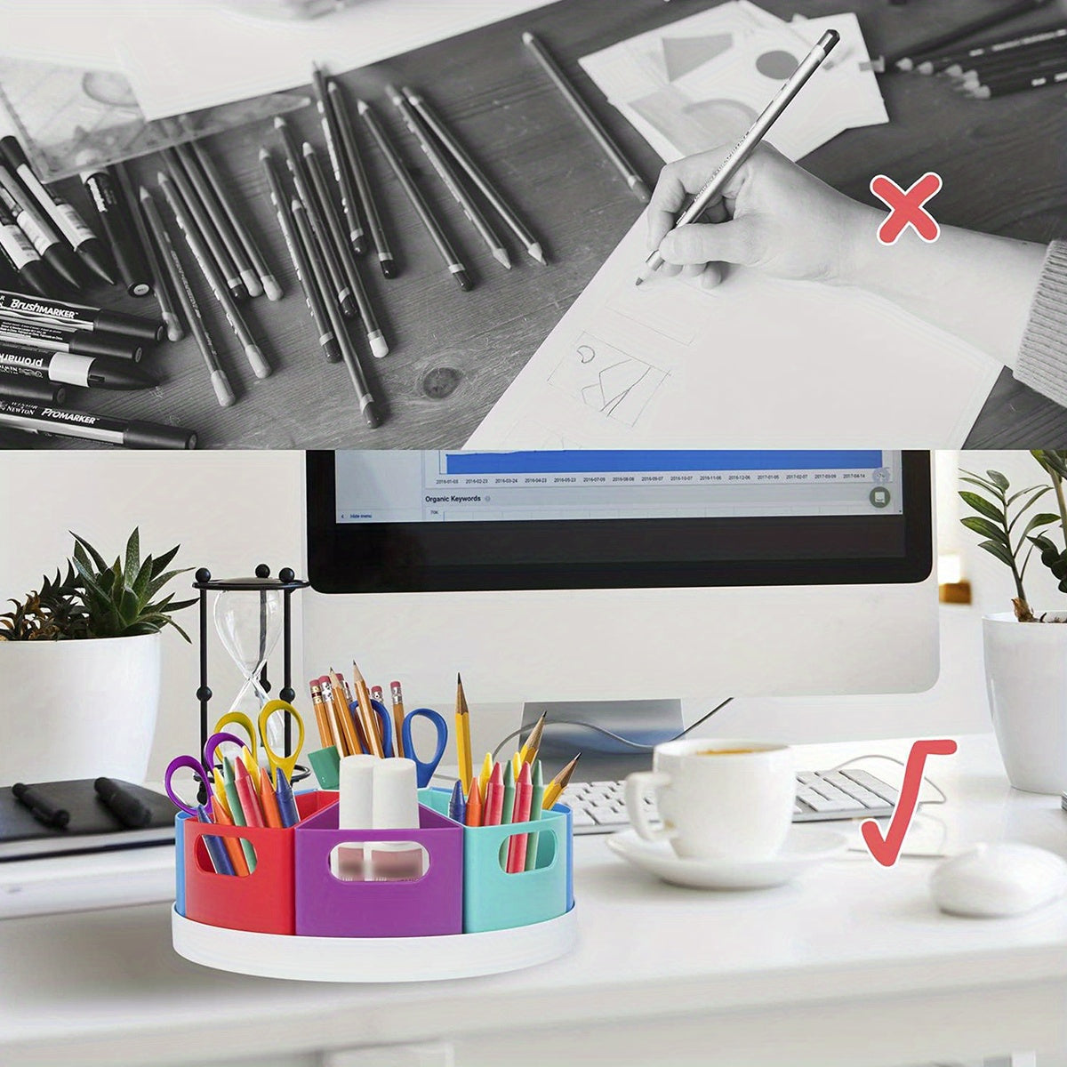 Rotating Art Supplies Organizer for Desk