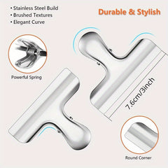 6pcs Wide Metal Chip Clips 7.62cm Stainless Steel Paper Clamps