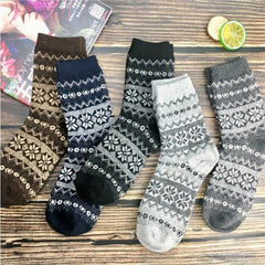 5 Pairs Wool Socks Winter Warm Cozy Soft Crew Socks Men Women Christmas Gift