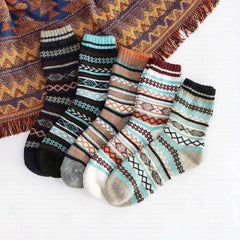 5 Pairs Wool Socks Winter Warm Cozy Soft Crew Socks Men Women Christmas Gift