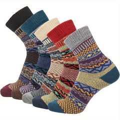 5 Pairs Wool Socks Winter Warm Cozy Soft Crew Socks Men Women Christmas Gift