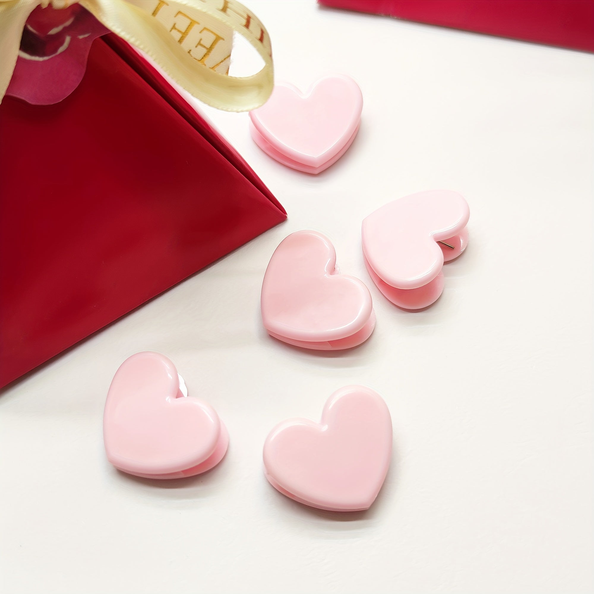 5pcs Pink Heart Clips & Decorative Photo Clips