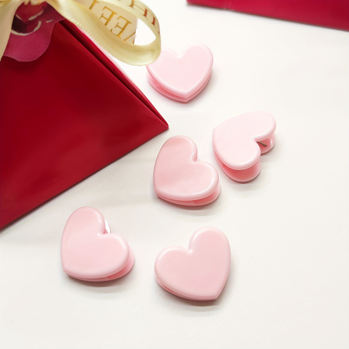 5pcs Pink Heart Clips & Decorative Photo Clips