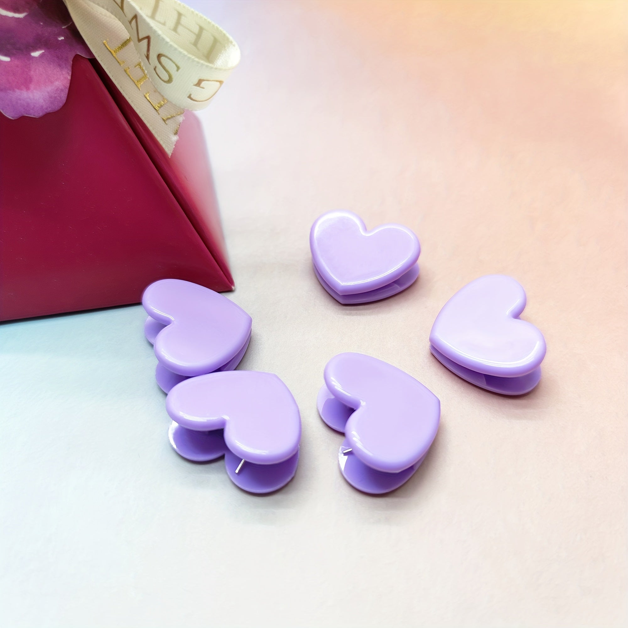 5pcs Pink Heart Clips & Decorative Photo Clips