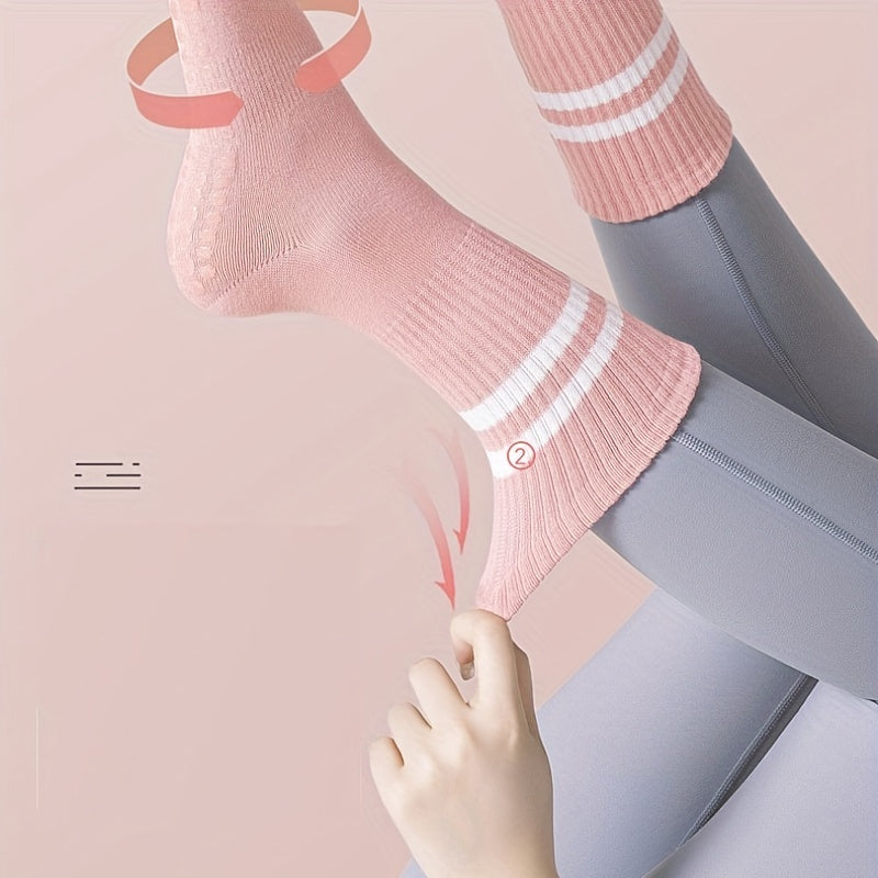 Winter Mid Calf Non Slip Silicone Socks for Yoga Pilates Barre Ballet