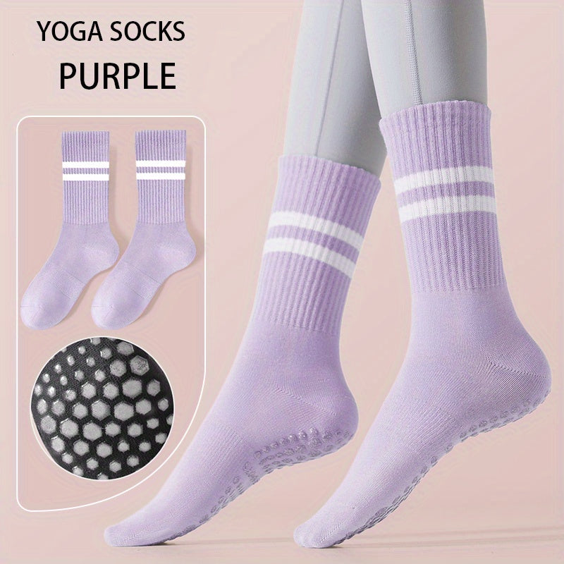 Winter Mid Calf Non Slip Silicone Socks for Yoga Pilates Barre Ballet