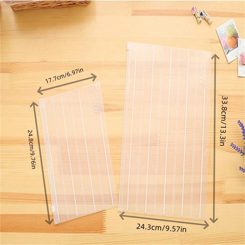 Stripe Translucent A4 Invoice File Bag with Pencil Holder