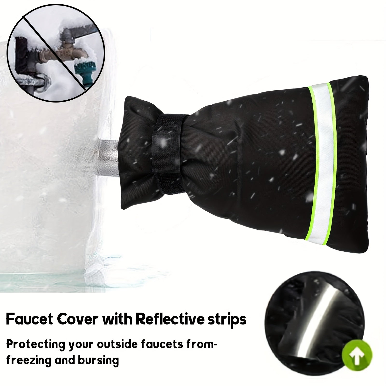 2pcs Faucet Cover for Winter Freeze Protection Spigot with Reflective Strips