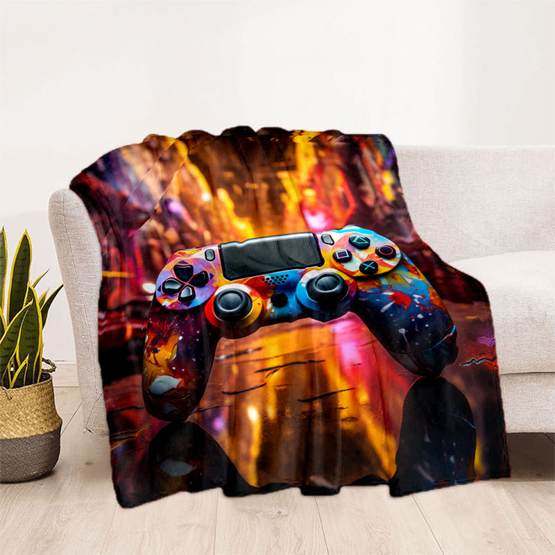 Colorful Gamepad Print Blanket Lightweight Flannel Throw for Sofa Bed