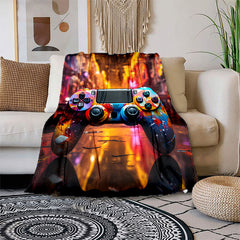 Colorful Gamepad Print Blanket Lightweight Flannel Throw for Sofa Bed