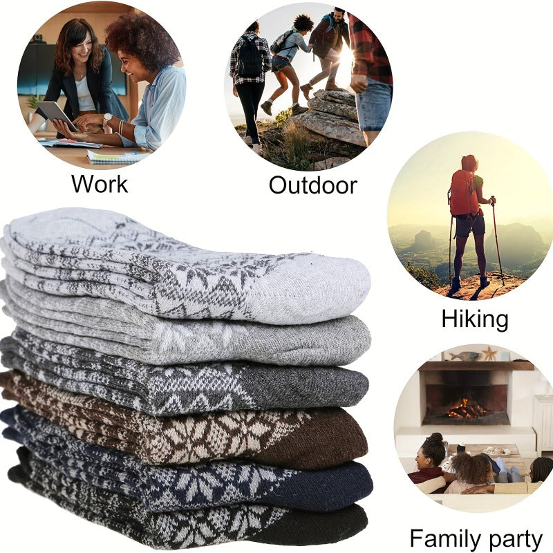 Teen's Ethnic Stripe Crew Socks Warm Thermal Comfy Unisex Outdoor Wear