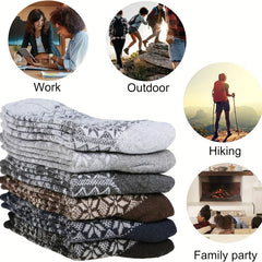 Teen's Ethnic Stripe Crew Socks Warm Thermal Comfy Unisex Outdoor Wear