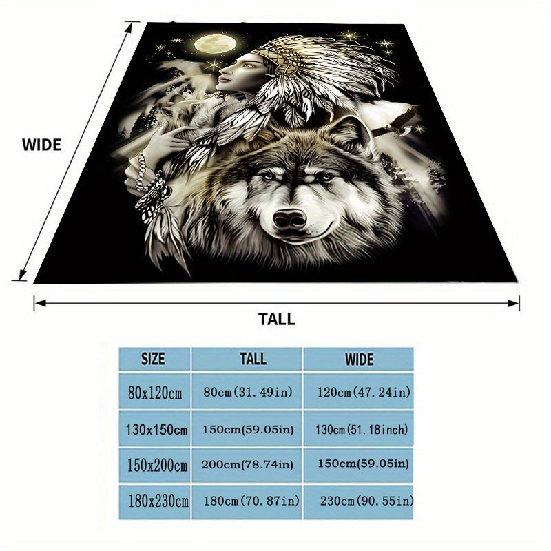 Indian Wolf Pattern Blanket Quilt Cover Travel Bedding Outlet Throw Blanket