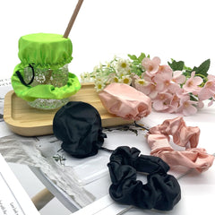 Cup Cover Hair Rings Set with Drinking Hole Scrunchie