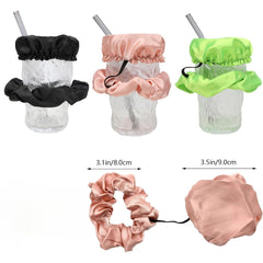 Cup Cover Hair Rings Set with Drinking Hole Scrunchie