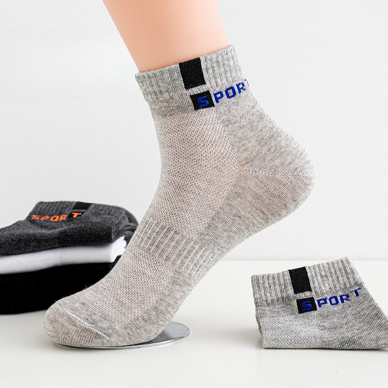 Men's Mid Crew Sport Socks Mesh Sweat-absorbing Comfy Breathable Socks
